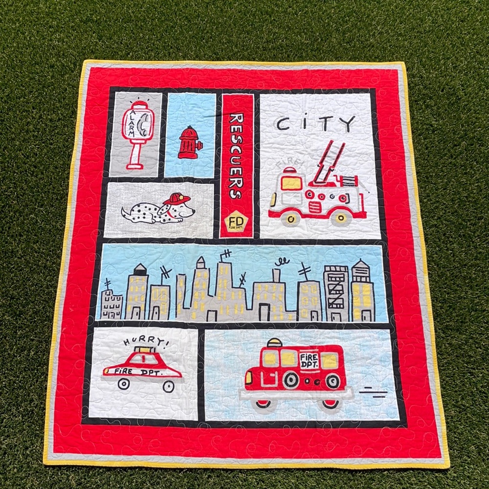 Firefighter nursery quilt 3 ft x 3ft Etsy